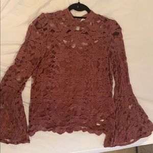 Dusty rose semi sheer top